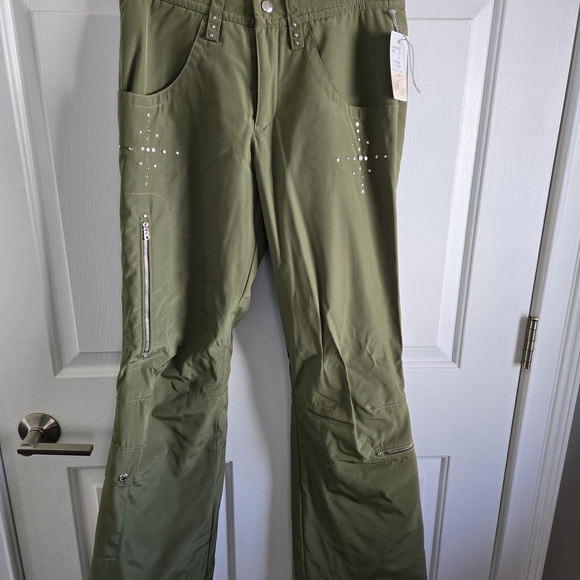 Bogner Wmns Ski Pants Olive Green With Metal Accents Sz. 6 Long NWT